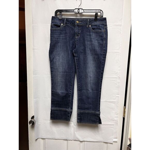 🍁3/$18 Simply‎ Vera Wang Women Size 6 Capri Blue Jeans Straight Wide Hem BFD-C - Picture 3 of 9